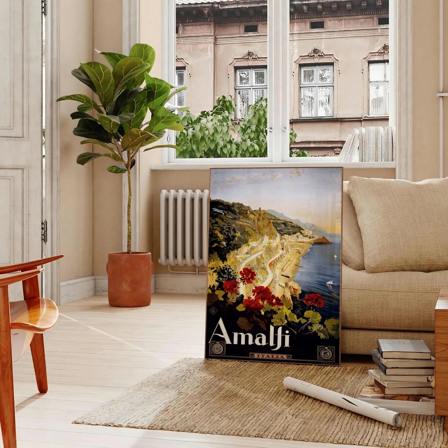 allure Amalfi Coast captivating travel art poster chic blend black green hues wall unique gift print timeless elegance space sleek standalone piece