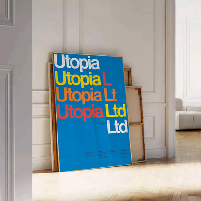 space Utopia Modern Art Poster vibrant blend yellow blue captivating wall piece creativity inspiration room gift lovers