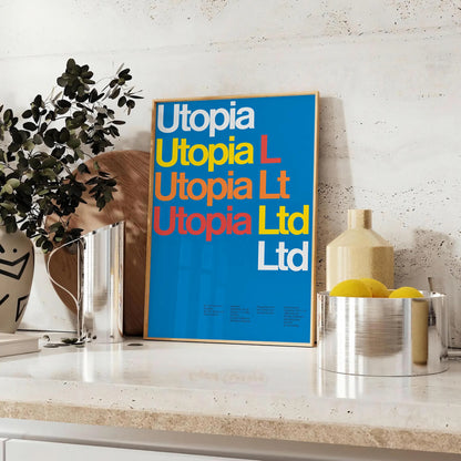 space Utopia Modern Art Poster vibrant blend yellow blue captivating wall piece creativity inspiration room gift lovers