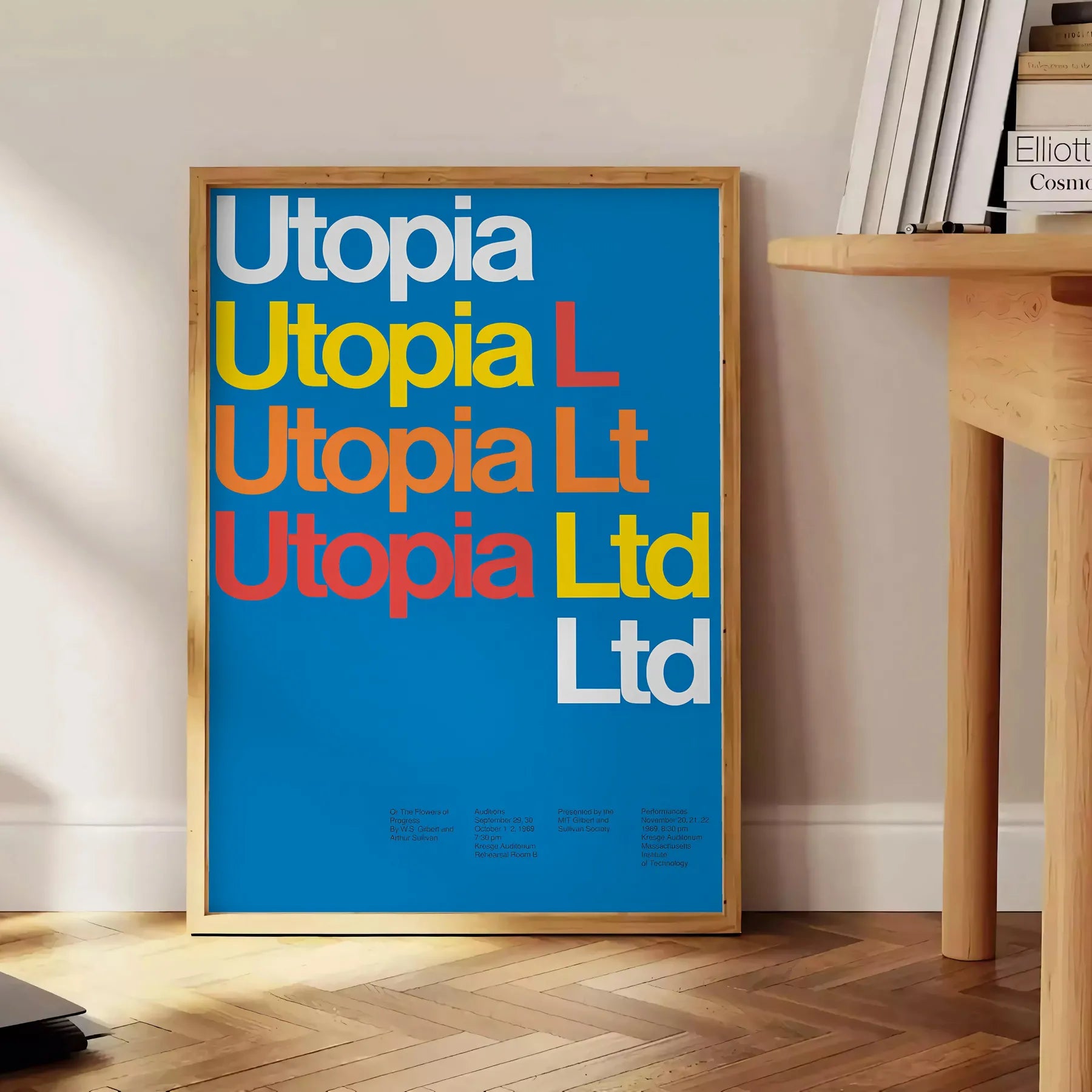 space Utopia Modern Art Poster vibrant blend yellow blue captivating wall piece creativity inspiration room gift lovers