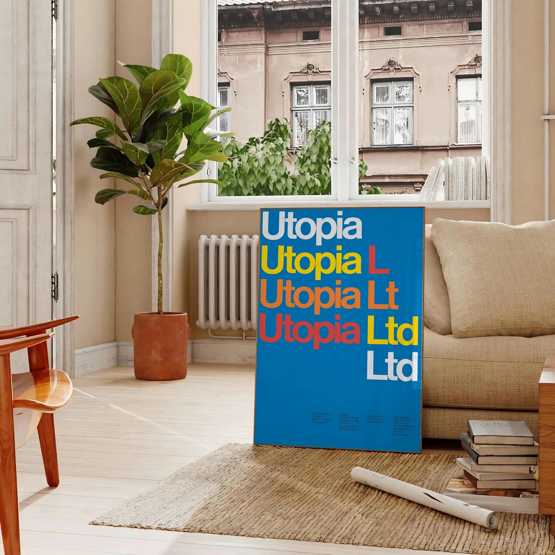 space Utopia Modern Art Poster vibrant blend yellow blue captivating wall piece creativity inspiration room gift lovers