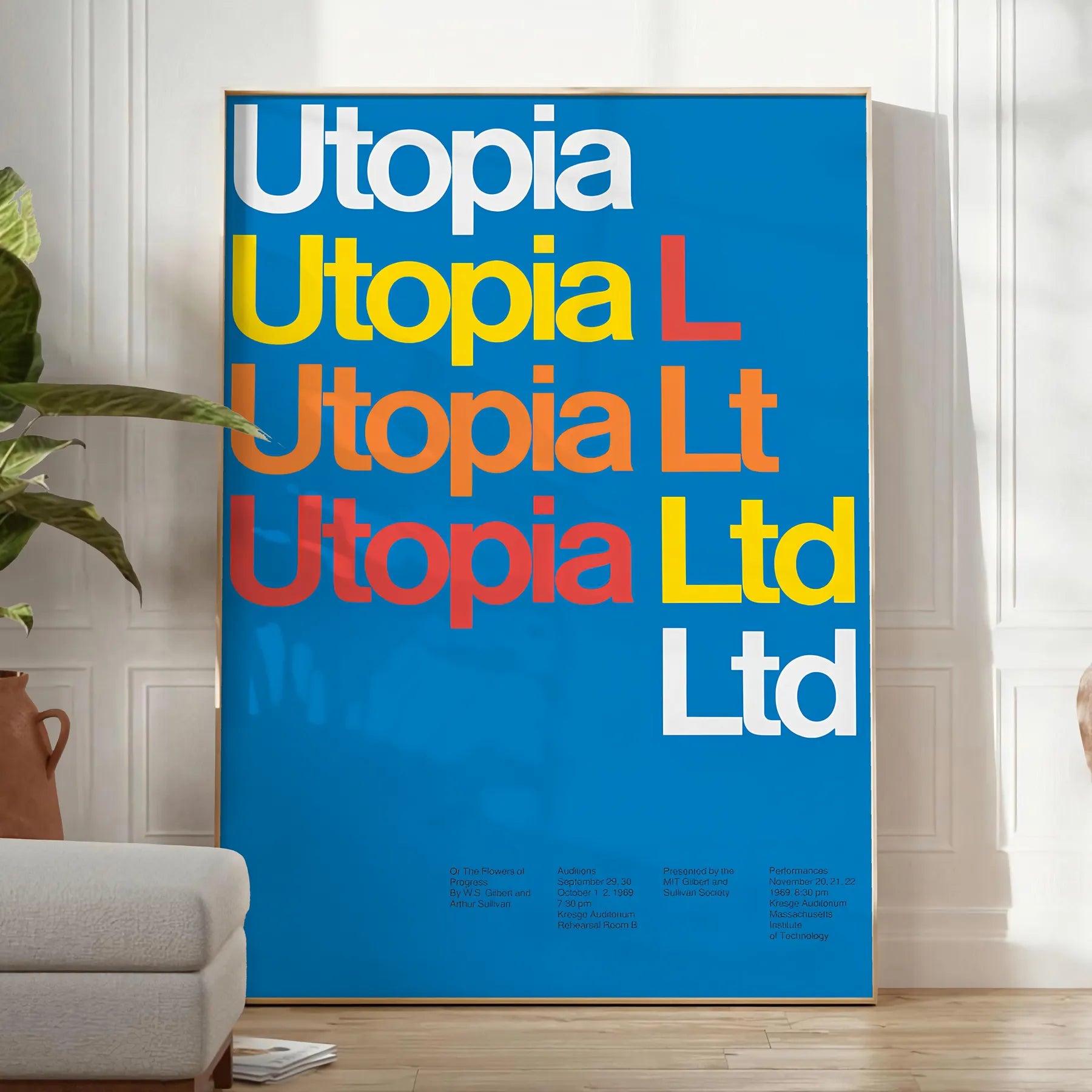 space Utopia Modern Art Poster vibrant blend yellow blue captivating wall piece creativity inspiration room gift lovers